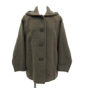 20SS フーテッドコート アウター ウール ストレッチ ショート丈 34 XS カーキ