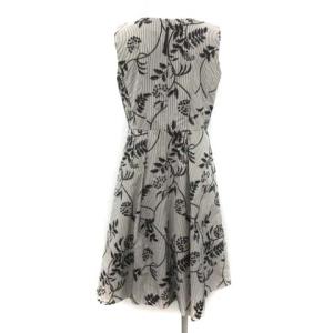 TO BE CHIC ワンピース ロング ミモレ丈 ノースリーブ 花柄 刺繍 ストライプ 40 L 黒 グレー