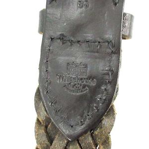 White house Cox ベルト PLAITED BELT 編み込み レザー 34 85 黒 ブラック