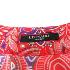 LEONARD ワンピース ロング 総柄 ノースリーブ 赤 ピンク 紫