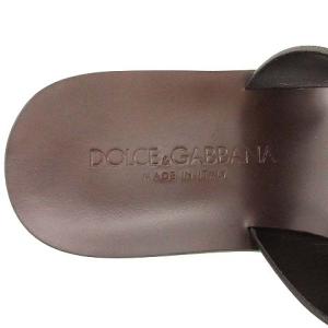 DOLCE&GABBANA サンダル サボ フラット ロゴプレート レザー