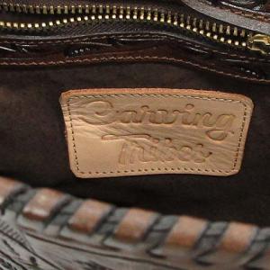 CARVING TRIBES ハンドバッグ トート リンダ Linda S 総柄 レザー 茶 ダークブラウン