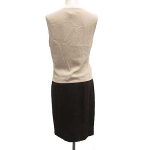 DIANE von FURSTENBERG ワンピース ひざ丈 カシュクール ノースリーブ シルク 2 M ベージュ ブラウン