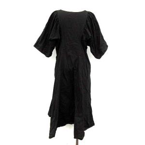 Merlette ワンピース ロング 半袖 ボリュームスリーブ Vネック S 黒 ブラック