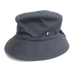 クロッシェ 帽子 リボン コットン ネイビー