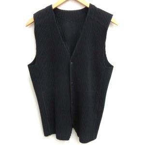 3 L ベスト ジレ プリーツ 紺 ネイビー