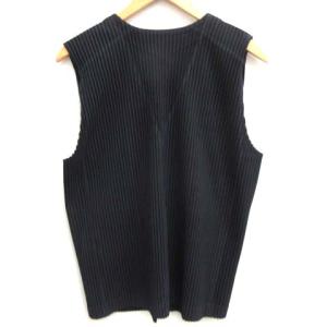 HOMME PLISSE ISSEY MIYAKE 3 L ベスト ジレ プリーツ 紺 ネイビー