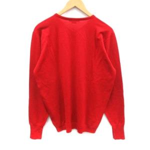 JOHN SMEDLEY ニット カットソー ハイゲージ 長袖 Vネック イングランド製 赤 レッド