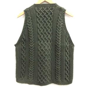 INVERALLAN SHIPS別注 ベスト ローゲージニット スコットランド製 ケーブル編み カーキ