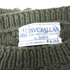 INVERALLAN SHIPS別注 ベスト ローゲージニット スコットランド製 ケーブル編み カーキ