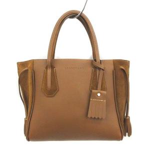 トートバッグ ペネロペ PENEROPE フリンジ レザー スエード 裏地レオパード 茶 ブラウン