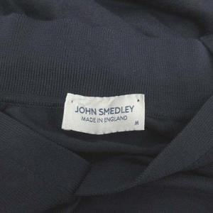 JOHN SMEDLEY ポロシャツ 半袖 ニット カットソー スキッパー 英国製 M 紺 ネイビー