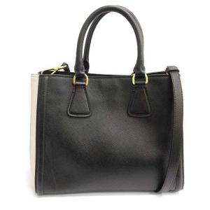 PRADA サフィアーノ バイカラー2WAYバッグ ブラック ホワイト