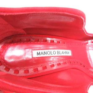 MANOLO BLAHNIK 37 23.5cm パンプス ポインテッドトゥ ハイヒール 10cm スエード 赤 レッド