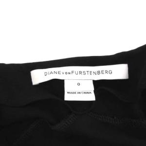 DIANE von FURSTENBERG 0 XS ラップワンピース ひざ丈 シルク混 総柄 七分袖 ブルー ブラック