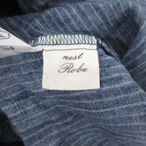 nest Robe ワンピース ロング ミモレ 長袖 ストライプ 麻 リネン 紺 ネイビー