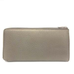 HIROFU 長財布 ウォレット L字ファスナー レザー グレー