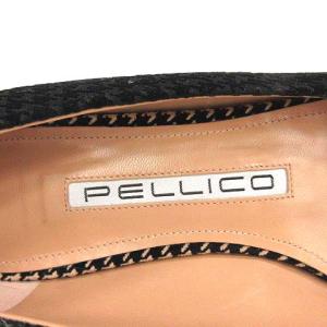 PELLICO アニマ ANIMA パンプス フラット 千鳥格子 スエード プレート ポインテッドトゥ 35.5 22.5cm 黒 ベージュ