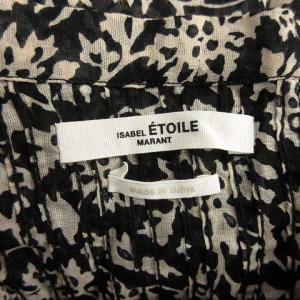 ISABEL MARANT ETOILE シャツ ワンピース ひざ丈 総柄 長袖 34 S 黒 ベージュ