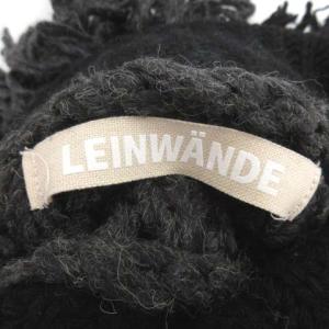LEINWANDE ハイネックボリュームニット セーター 長袖 ウール混 フリンジ F 黒 ブラック グレー