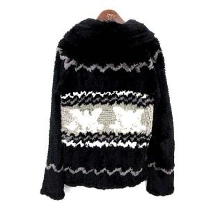 ISAMU KATAYAMA BACKLASH ラビットファー カウチンニット ニット ジャケット 毛皮 ファー L 黒 グレー 