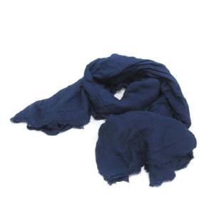 ストール マフラー 薄手 大判 イタリア製 カシミヤ混 ネイビー