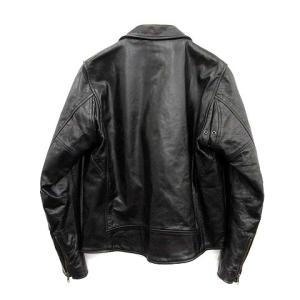 UNITED ARROWS ライダース ジャケット 中綿 ダブル ホースハイド レザー 馬革 ジップアップ L 黒 ブラック