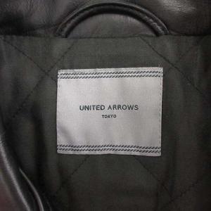 UNITED ARROWS ライダース ジャケット 中綿 ダブル ホースハイド レザー 馬革 ジップアップ L 黒 ブラック