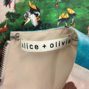 alice + olivia ワンピース フレア ミニ ノースリーブ サファリ柄 総柄 2 M マルチカラー