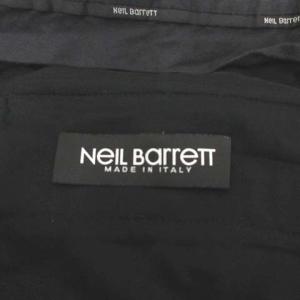 Neil Barrett スラックス テーパードパンツ 切替 イタリア製 レザー ウール 48 M 黒 ブラック