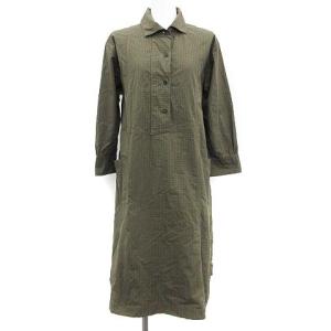 18AW シャツワンピース マットコットンチェック MATT COTTON CHECK ロング 長袖 2 M カーキ 黒 ブラック