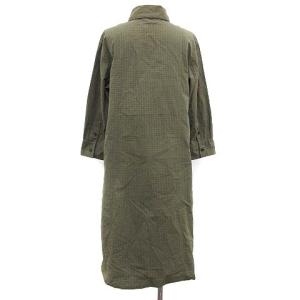 MHL. 18AW シャツワンピース マットコットンチェック MATT COTTON CHECK ロング 長袖 2 M カーキ 黒 ブラック