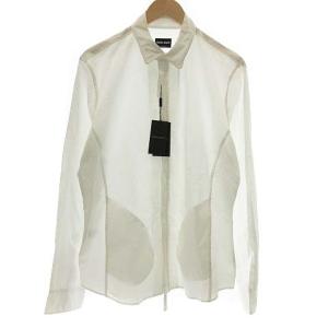 シャツ スタンダードカラー 長袖 ジップアップ 41 M 白 ホワイト