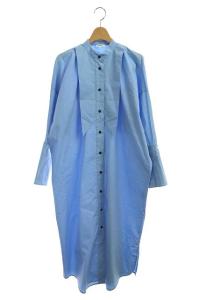 20SS long sleeve pointed bib shirt dress 青