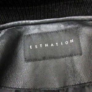 ESTNATION M ジャケット スタジャン アウター ラムレザー 羊革 黒 ブラック 白 ホワイト