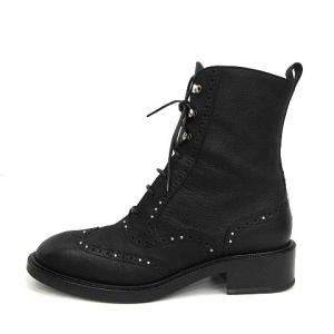 SARTORE ショートブーツ ウイングチップ レースアップ レザー 36 23cm 黒 ブラック