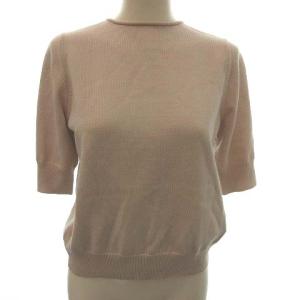 19AW ウールポリエステル バックパールボタン 2WAY プルオーバー ニット 五分袖 S ライトベージュ