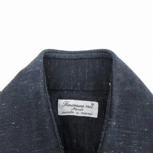 Finamore イタリア製 シャツ 長袖 カジュアル ホリゾンタルカラー 37 S ネイビー