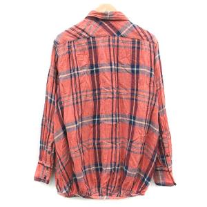 KAPITAL カジュアルシャツ チェック シワ加工 長袖 2 M 赤 レッド