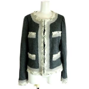 TO BE CHIC セットアップ 上下 ノーカラージャケット 長袖 フレアスカート 膝丈 ツイード 42 L グレー
