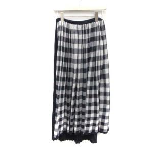19SS 14Gギンガムギャザースカート プリーツ チェック ネイビー