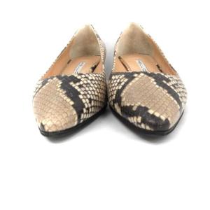 PELLICO パンプス ローヒール チャンキーヒール パイソン型押し 36 23cm ベージュ 茶 ブラウン