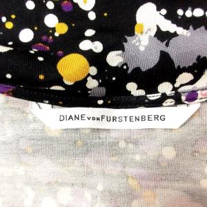 DIANE von FURSTENBERG カシュクールワンピース ラップワンピース ひざ丈 長袖 シルク 総柄 2 S マルチカラー