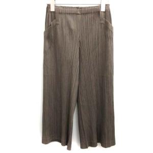 パンツ ガウチョ イージー プリーツ 茶