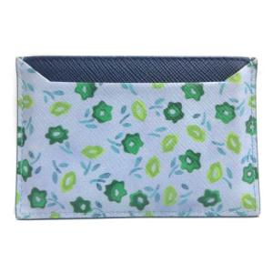 PRADA サフィアーノ レザー カードケース フローラル ブルー 1MC208