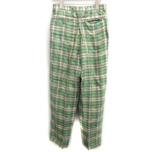 KENZO 80'S 90'S ヴィンテージ 1 S スラックス パンツ チェック リネン 緑 グリーン