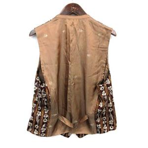 KENZO HOMME 80'S 90'S ヴィンテージ ジレ ベスト 総柄 花柄 シルク L 茶 ブラウン