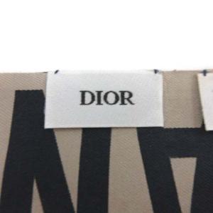 Dior ミッツァ オブリーク トロッター リボンスカーフ シルク 総柄 ロゴ ベージュ