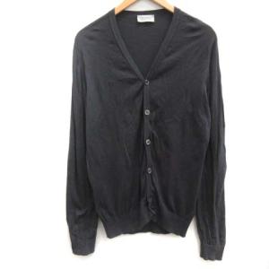 L カーディガン ニット コットン 長袖 グレー