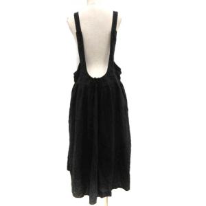 nest Robe ジャンパースカート ワンピース ロング ミモレ丈 フレア 麻 リネン 黒 ブラック